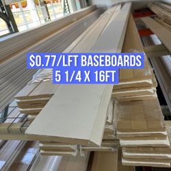 $0.77/lft Baseboards 5 1/4 X 16ft 