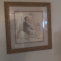 Framed Classical Figure Drawing with Gold Frame