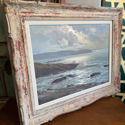 Mid Century ocean view, beautiful oil on canvas Steins