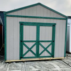 12x16 Grey/Green Utility Shed (See Description)