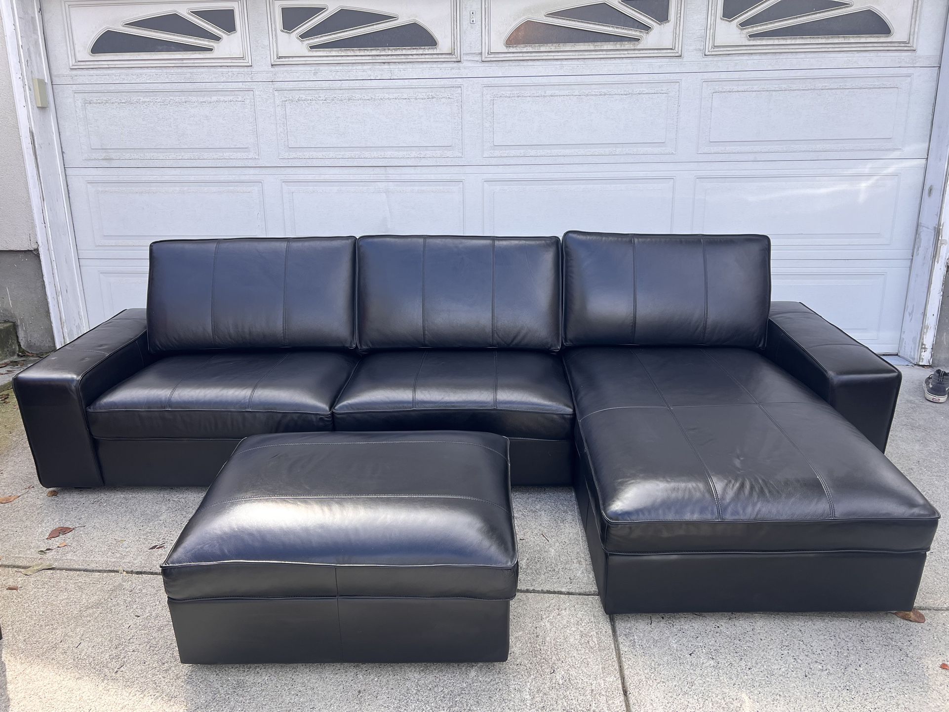 IKEA Leather 4 Seat Sectional And Ottoman