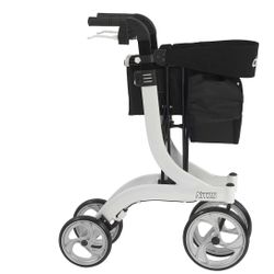 drive™ Nitro 4-wheel rollator, 10 in. Wheel, 33.5 - 38.25 in. Handle, White, 300 lbs, Aluminum Frame