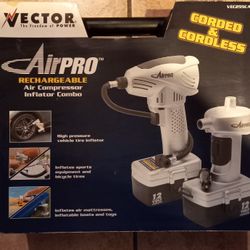 Rechargeable Air Compressor Inflator COMBO w/Carrying Case. Cordless & Corded. 12V. 
NEW IN BOX