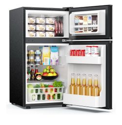 EUHOMY Mini Fridge with Freezer, 3.2 Cu.Ft Mini Refrigerator, Dorm Fridge with 2 Door For Bedroom/Ap