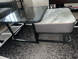 2 piece table with glass top