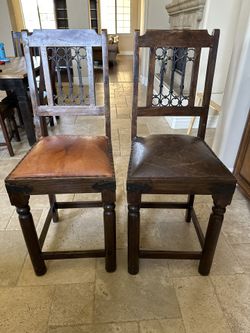 Solid Wood Bar stools With Leather Seats From India
