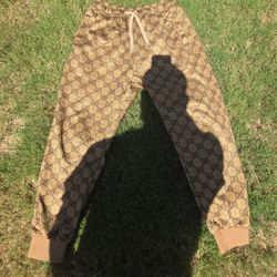 Gucci Brown GG Monogram Print  Track Pants XL 