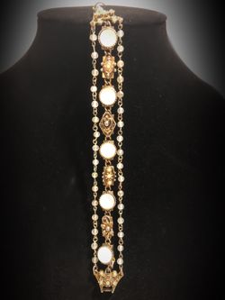 Vintage pearl & MOP Link Bracelet GoldTone