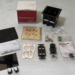 Legrand Pass & Seymour Slater Brass 2-Gang Floor Box w Tamper-Resistant Outlet