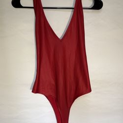 Forever 21 Red Faux Leather Bodysuit - Large