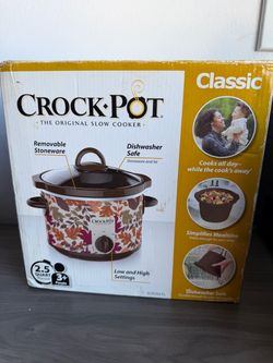 Crock-Pot 2.5 Qt Slow Cooker Fall Autumn Leaves Floral Stoneware New Open Box