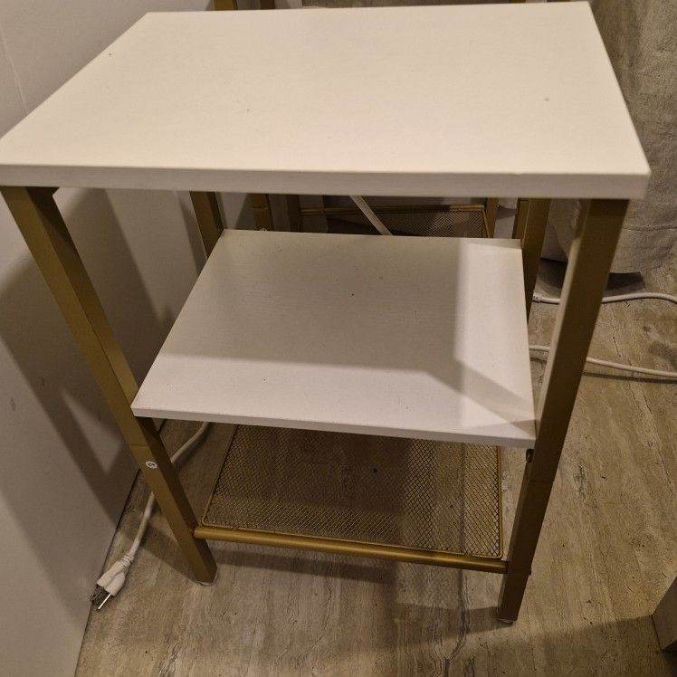 Pair White And Gold Night Stands/Side Tables