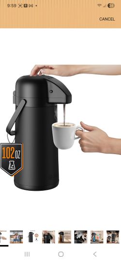 Black Stainless Steel Carafe  102 Ozs. For Hot Or Cold Drinks 