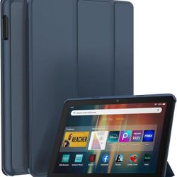 Fire HD 8 & HD 8 Plus Tablet Case(12th Gen/10th Gen, 2024/2022/2020 Release) Slim Folding Stand Cover with Auto Wake/Sleep Navy Blue