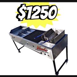 24” Griddle | 3 Food Warming Compartments | 24” Gas Grill | Double Basket Deep Fryer |
