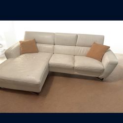 White Leather Modern Sofa