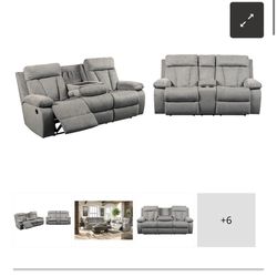 Reclining Sofa and Loveseat Set. -Ashley furniture