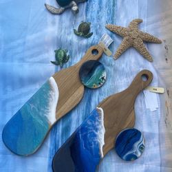 Ocean Resin Cheese Serving Boards With Free Coaster 