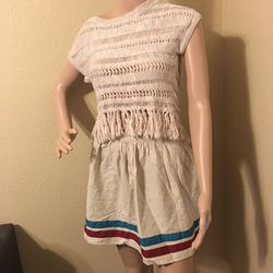 Fringe top & cotton skirt
