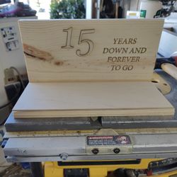  Wood Anniversary Plaque w/ Shelf – 15 Years