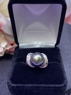 14k Black-Dia Pearls Ring