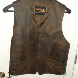 Mens Brown Leather Vest XLG