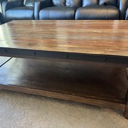Rustic Wood Coffee table With Metal Accents
