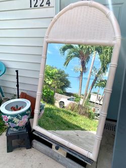 Faux bamboo palm beach regency Mirror