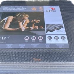 NORSK Reversible Foam Flooring 24 Sq Ft, 24 X 24 Inch Foam Mats BLK/GRY 6ct