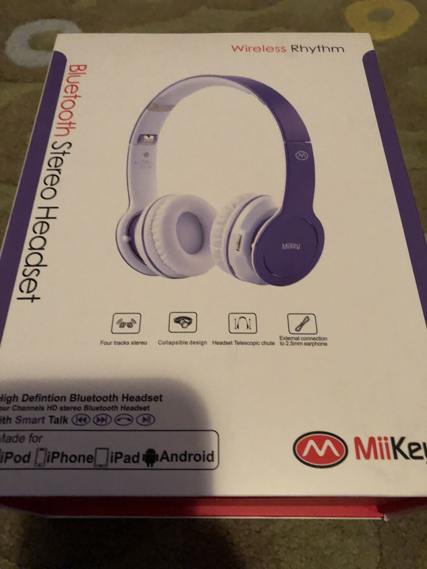 Miikey Wireless Purple Headphones Excellent Condition