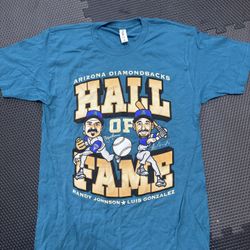 Arizona Diamondbacks Hall Of Fame Teal Shirt Medium SGA - Randy Johnson, Luis Gonzalez