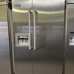Viking 48”Wide Built In Stainless Steel Side By Side Refrigerator 