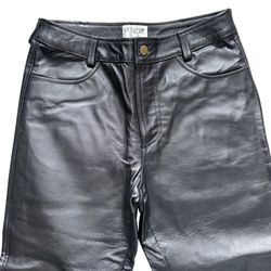 CERVELLE GENUINE STRETCH LEATHER PANTS WOMENS 8 BLACK HIGH RISE STRAIGHT LEG