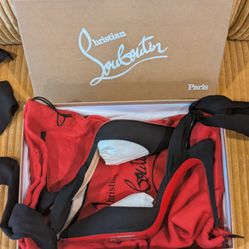 Christian Louboutin Douce Du Desert 100 Crepe De Chine Pumps - Black Size 40.5