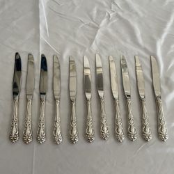 11 Reed & Barton Tiger Lily Dinner Knives Festivity Silverplate Bright Shiny