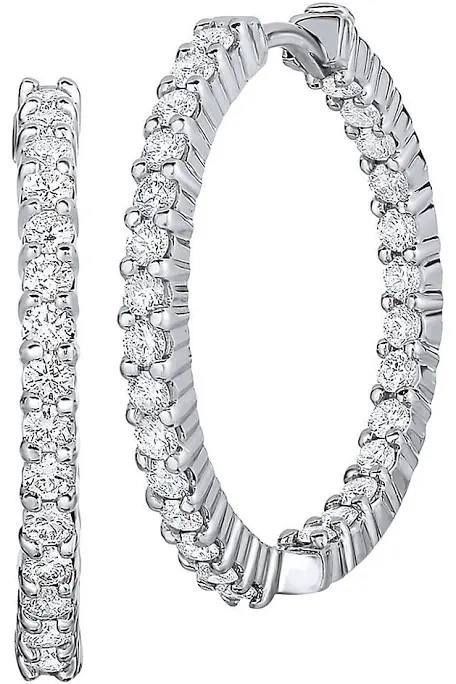 Roberto coin 18K White Gold & 1.7 TCW Diamond Inside-Out Hoop Earrings/25MM