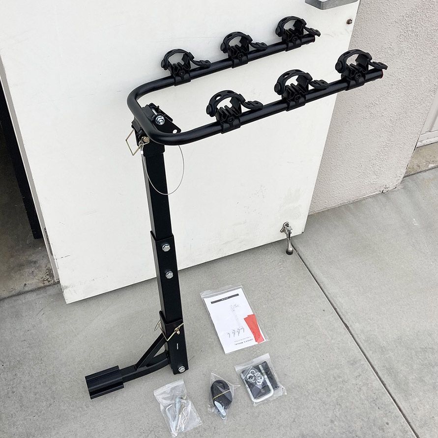 (NEW) in Box $65 Tilt Folding 3-Bike Hitch Mount Rack Bicycle Carrier for 2” Hitch w/ Straps 110 lbs Max