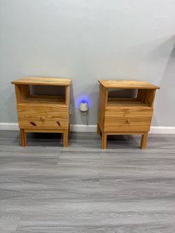 Set of 2 Solid Pine Nightstands / Bedside Tables (IKEA Tarva) – Great Condition