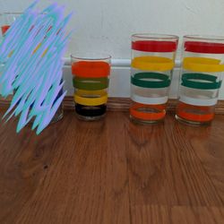Vintage Colorful Drinking Glasses Set of Three