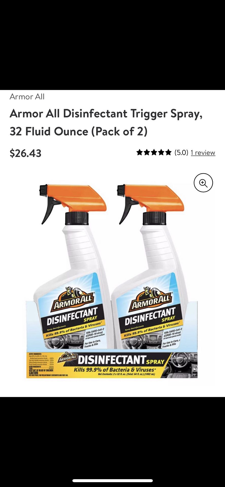 Armor All Car cleaner & Disinfectant 