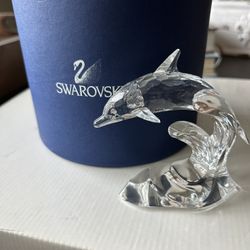 Swarovski Crystal Dolphin Figurine Made In Austria
