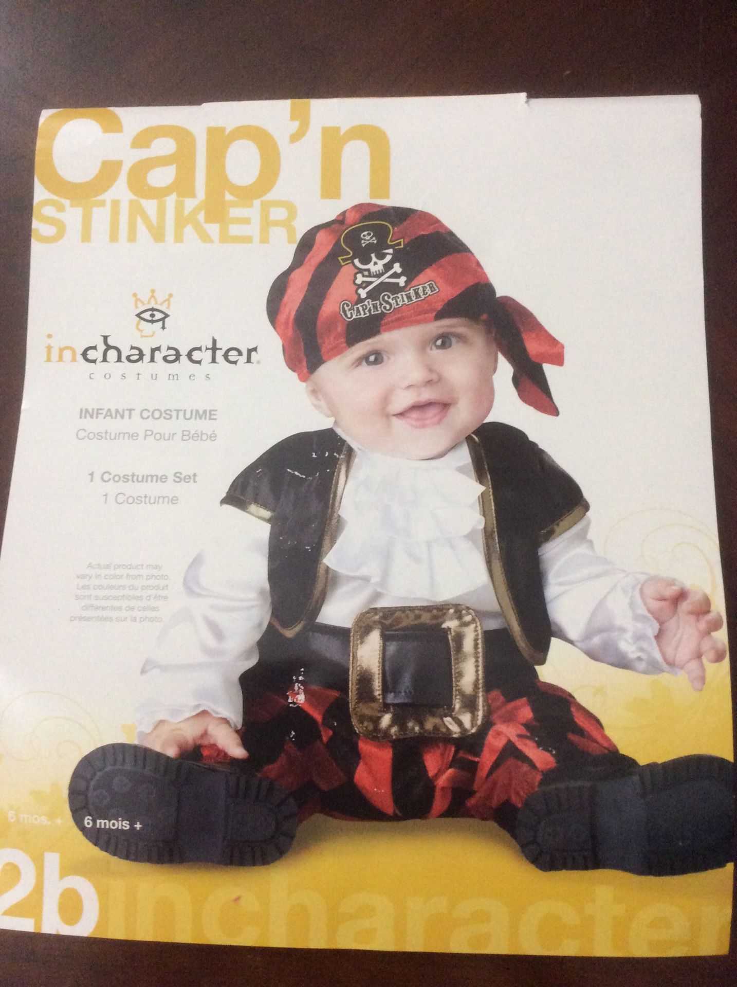 Infant/Baby Halloween costume pirate “Cap’n Stinker” size 6 month+