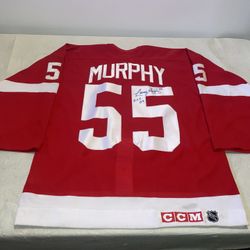 Authentic Auto Larry Murphy Detroit Red Wings Jersey Mens 48 Ccm Clean Mic 2nhl