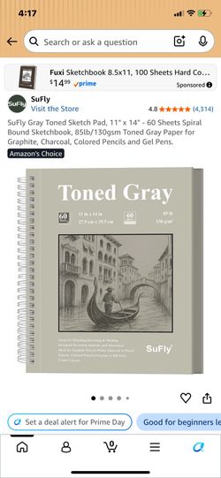 New in packaging 11x14 toned gray sketching and shading pad