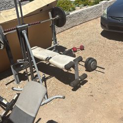 Máquina Ores De Banca Con Discos Pesas Y Más Discos 