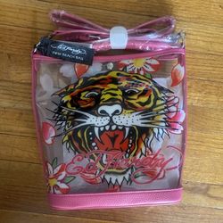 Ed Hardy Pink Tiger Print PVC swim Beach Bag