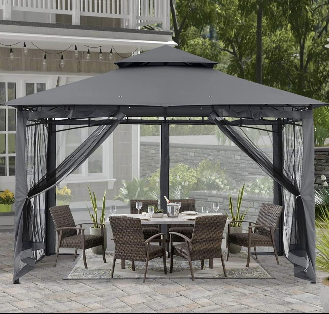 ABCCANOPY 10x12 Gazebos for Patios Steel Frame Dark Gray