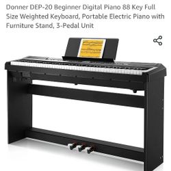 Donner Dep-20 Beginner Digital Piano 88 Key Full Size Weighted Keyboard 