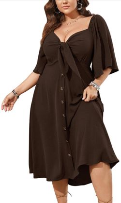 Brown plus size dress