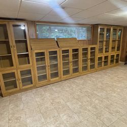 Custom Hale Library, Bookcases Series, 1100 Solid, Oak And Glass Locking Cabinets